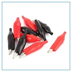 20pcs Black Red Soft Plastic Coated Testing Probe Aligator Clips Crocodile 28MM