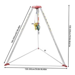 Confined Space Tripod Kit,2600 lbs Winch Sewer Rescue Tripod,5.2-8ft Work Height