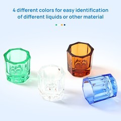 12PCS JMU Dental Glass Dappen Dishes Acrylic Crystal Cups Nails Assorted Colors