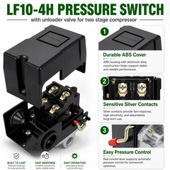 LF10-4H Pressure Switch, 4 Port Air Compressor Pressure Switch Replacement Cont
