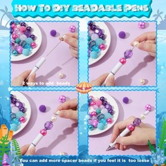 24 Sets Assorted Plastic Beadable Pens Multicolor Bubblegum Crystal Spacer Be…