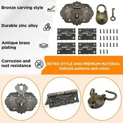 1 Set Jewelry Box Hinges Hasp Catch Lock, Retro Engraved Decorative Hardware …
