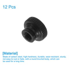 12Pcs Knurled Thumb Nuts M4 Carbon Steel Nut High Head Through Hole Black