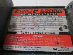 Reliance Electric S2000 Duty Master A-C Motor 3HP 1725RPM 9.0A 43714LR