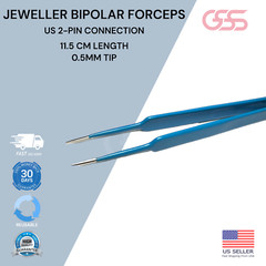 Bipolar Jeweller Ophthalmic Forceps 4.5″ Length, 0.5mm Tips (Non-Stick Tips)