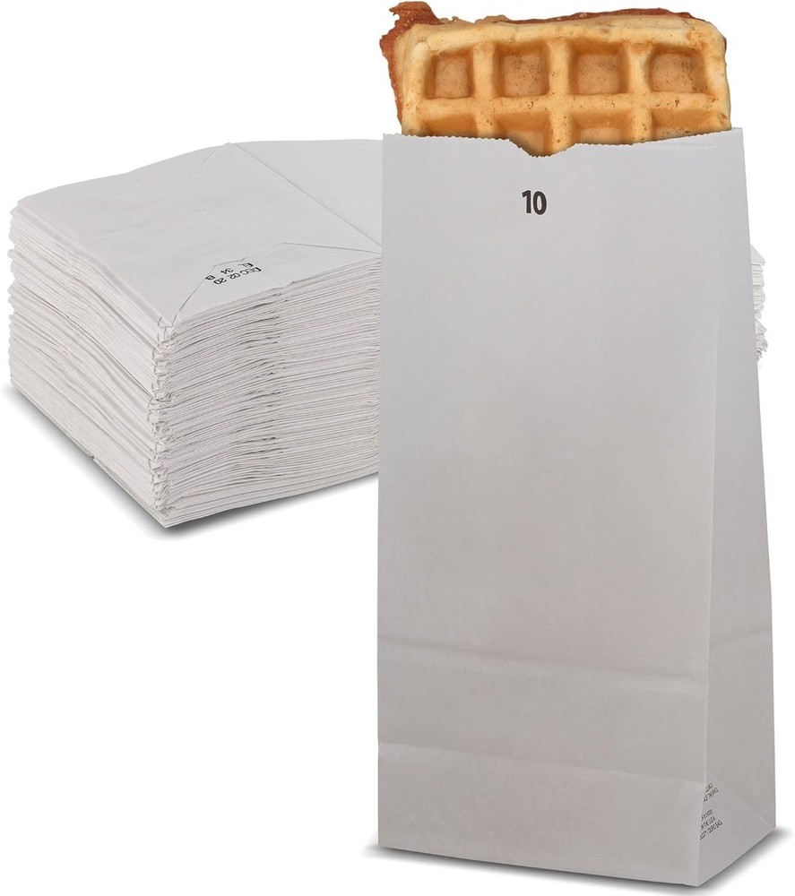MT Products White Paper Bags – 10 lbs. Disposable Paper Lunch Bags – Pack of 500