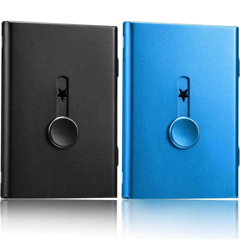 2 Pack Thumb Drive Business Card Holder Stainless Steel Slide Out Name Card Case