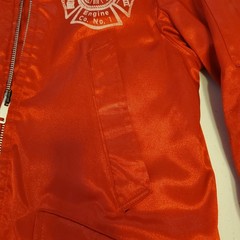 Vintage Ardsley New York Engine Co No. 1 Firefighter Jacket Coat Red USA w/ Hood