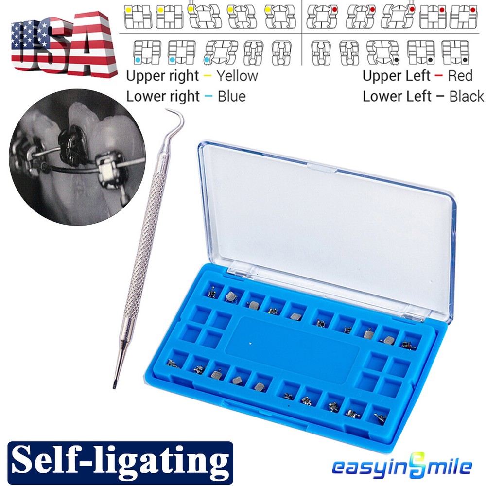 20XOrthodontic Self-ligating Brackets Dental Metal Braces ROTH/MBT 022 3/345Hook