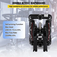 Uimoso 22 GPM Air-Driven Double Diaphragm Pump with 1-Inch Ports