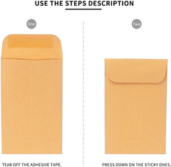 500 PCS #7 Coin Envelopes, 3.5 X 6.5 Inches Brown Kraft Envelopes Classic Small
