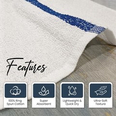 25 LB ASSORTED STRIPE BAR TOWELS WIPERS CLEANING CLOTHS LOW LINT HERRINGBONE