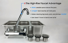 Concession Sink 3 Compartment Portable Stand Food Truck Trailer 3 Small w/Faucet