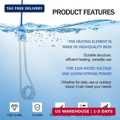 2-Pack Immersion Water Heater, 1500W 110V Portable Submersible Electric Heater f