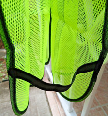 Yellow w gray high vis reflective strips breathable mesh safety vest, new