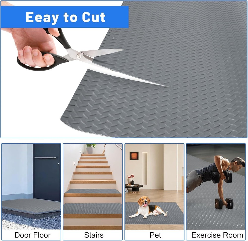 7.8x18FT Garage Floor Mats 2.8mm Thickened PVC Rubber Flooring Rolls For Car