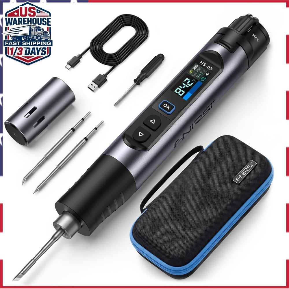 FNIRSI HS-03 Cordless Soldering Iron Kit, 2600mAh Battery, Fast Heating