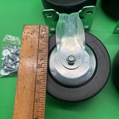 NEW Black Rubber and Steel Swivel 4-PCS & HARDWARE! Caster Kit 5” Wheel 4*3 Base