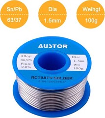AUSTOR 63-37 Tin Lead Rosin Core Solder Wire for Electrical Soldering (1.5mm, 10