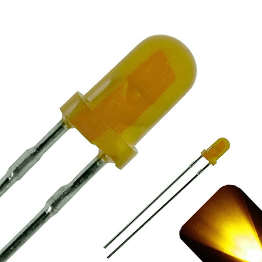 10 x LED 3mm Yellow Gold Diffused Ultra Bright Round Top LEDs Light Car T1 RC