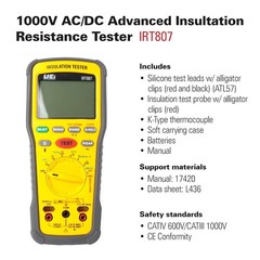 Uei IRT807 Insulation Resistance Tester 1000V AC/DC, Advanced Megohmmeter Measur