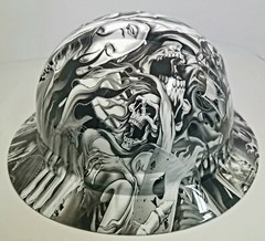 FULL BRIM Hard Hat custom hydro dipped in LUST AFTER DEATH , GRIM REAPER SICK