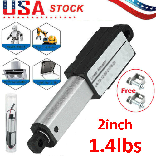 Mini Micro Linear Actuator 1.4LBS 12V 2″ 50MM Stroke Fast Speed Up To 6inch/s