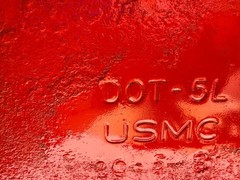 Vtg USMC Military 5 Gallon Metal Gas Can Red Jerry Can w/Flexible Cap Spout (B)