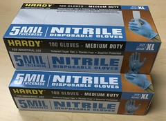 2 Boxes of 100 Nitrile BLUE Gloves XL Powder/Latex Free 5MIL Thickness