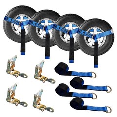 4 Sets 2″ x 10′ Ratchet w/Flat Snap Hook Wheel Lift Lasso Strap Tow Truck Towing