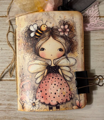 Junk Journal Handmade Booklet Book Vintage “Bees Butterflies” Pocket Ephemera a
