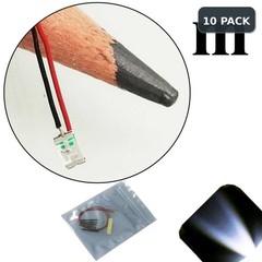 10 x 12v 1206 3216 Cool Clear White SMD LED Pre-Wired Light Soldered Leads 18v