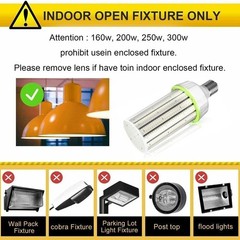 (2-Pack) 480V LED Corn Light 200W (800w HID MH HPS Eq.) Warehouse High Bay Bulb