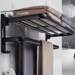 Space-Saving Wall-Mounted Bathroom Shelf with Towel Bar