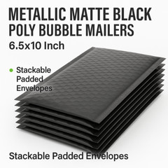 #0 Poly Bubble Mailers 6.5×10 – Self-Seal Padded Envelopes –Metallic Matte Black