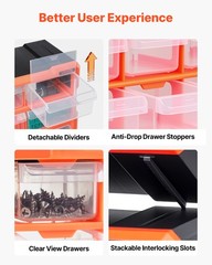 VEVOR 60-Drawer Storage Organizer Plastic Drawer Parts Storage Cabinet Stackable