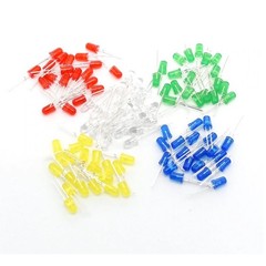 1000 Lot Single LEDs Round Top Diffused Light PCB Solder 5mm DC White/Red/Yellow