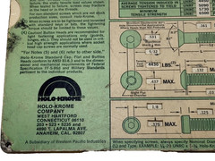 HOLO-KROME® SLIDING CHART, SOCKET SCRFEW SELECTOR, No. 779