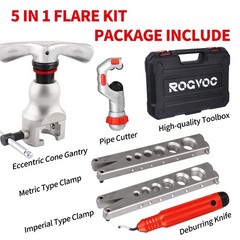 Rogvoc Flaring Tool Kit For 1/4-3/4 Inch Hvac Copper Flare Tool Metric And