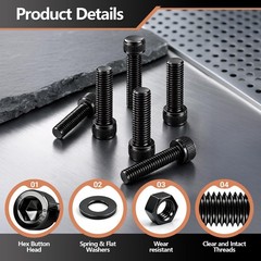 220PCS M3 M4 Screws Assortment Kit, Hex Socket Head Bolts, Nuts & Washers Ass…