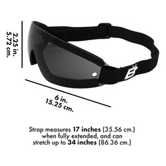 Birdz Eyewear Wing Skydiving & Sports Padded Riding Goggles Black Frame Smoke