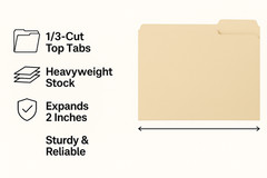 Pendaflex Letter File Folders Manila 1/3-Cut Tabs 11 Pt Stock 150 Pack BubbleBox