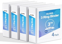 Binders 2 Inch 3 Ring 4 Pack 2″ Classic 4-Color Binder Set 8.5×11 Inches Office
