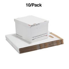 Corrugated File Box with Lift Off Lid, Letter/Legal Size, 10 Pack, White/Black