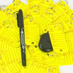 Poly Key Tags Plastic Key Tags w/ 200 Rings & 2 Markers Car Dealer 200 Pieces