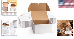 Durable 12x10x6 Corrugated Mailer Boxes – Set of 15 White Gift Packaging