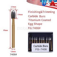 NEW Dental Trimming & Finishing Football Carbide Burs #7408 T&F 12 Bladed 10Pcs