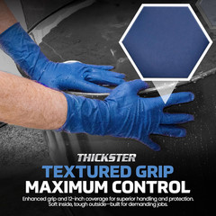 Thickster Powder-Free Exam Grade Latex Disposable Gloves. Size Large. Blue, 14 M
