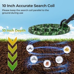 Metal Detector for Adults with 5 Professional Mode 3.5 MM Headphones Backlit