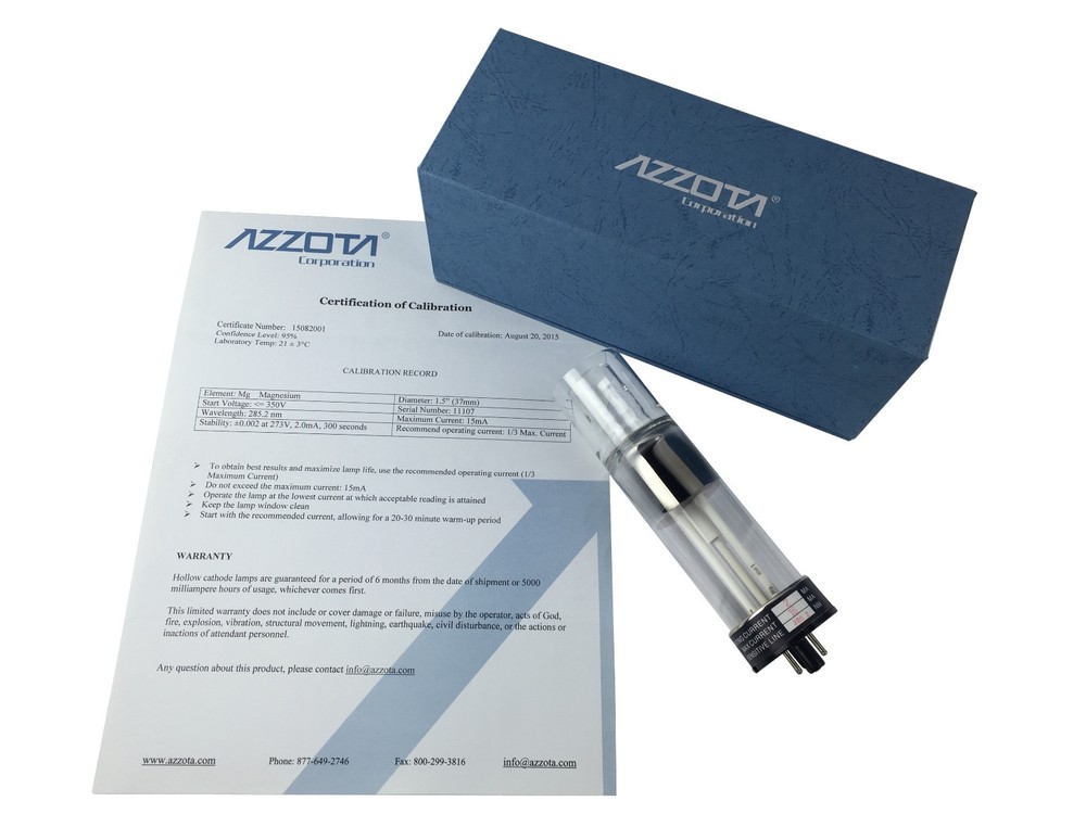 Azzota® 1.5″ Hollow Cathode Lamp (HCL) Zinc (Zn), AAS lamp